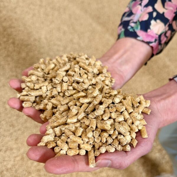 En håndfuld 6 mm træpiller fra Ewers